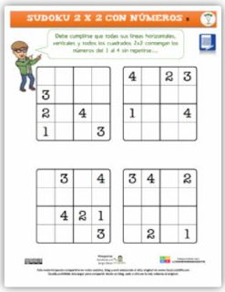 Sudoku 2 x 2, con números.