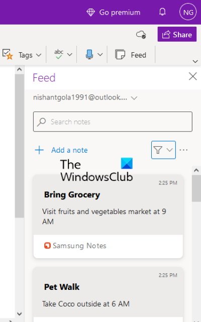 ver Samsung Notes en Microsoft OneNote