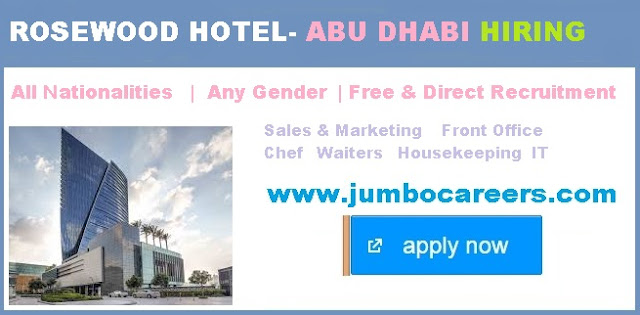  ROsewood hotel Waiter jobs 2018, Latest housekeeping jobs at Abu Dhabi April 2018, Housekeeping jobs in Abu Dhabi hotels April 2018