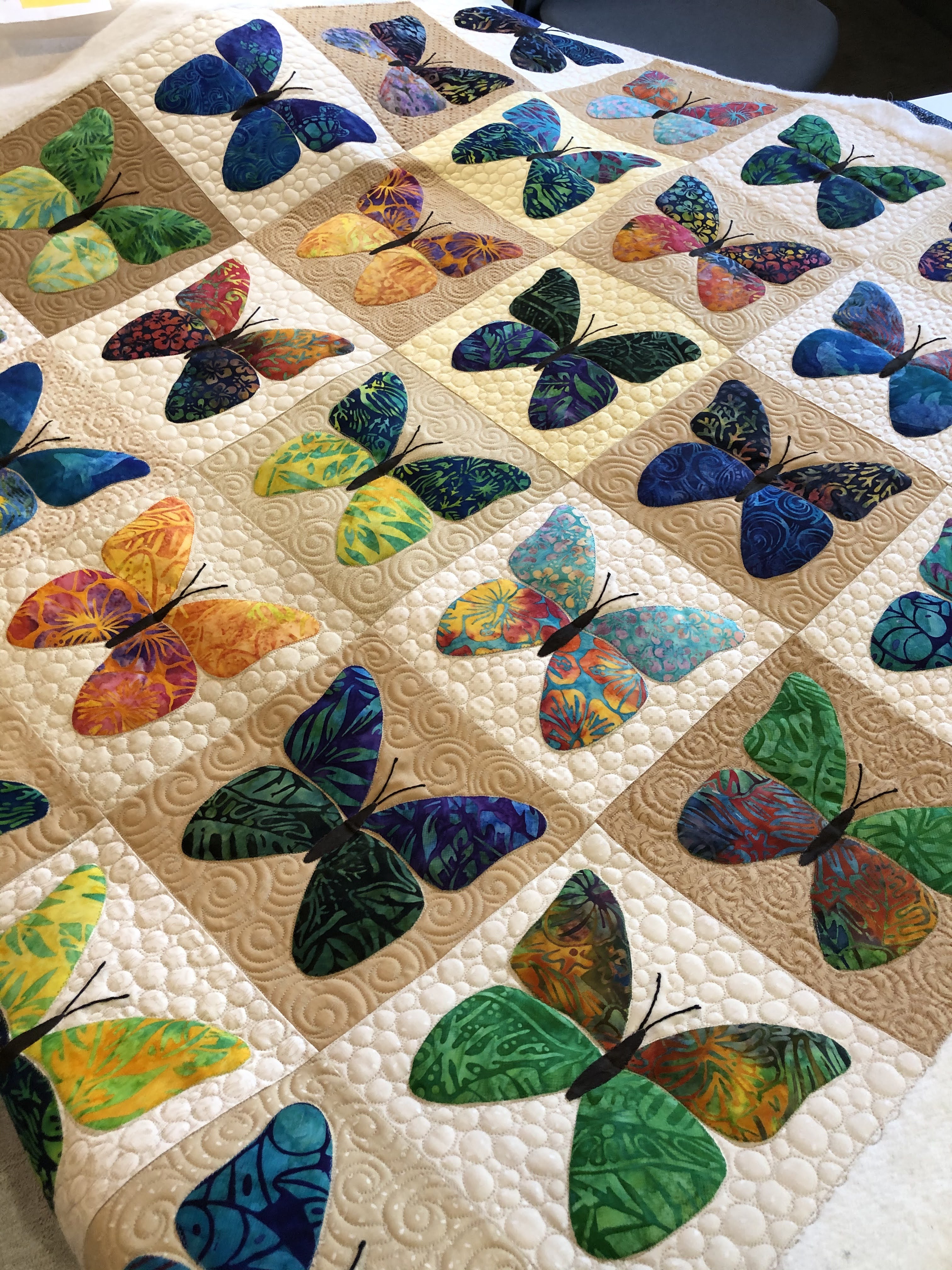 Julie Stocker Quilts at Pink Doxies Freemotion Quilting Butterflies by