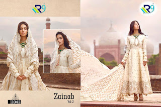 R9 Designer Zainab vol 2 Satin Cotton Pakistani Suits In Wholesale