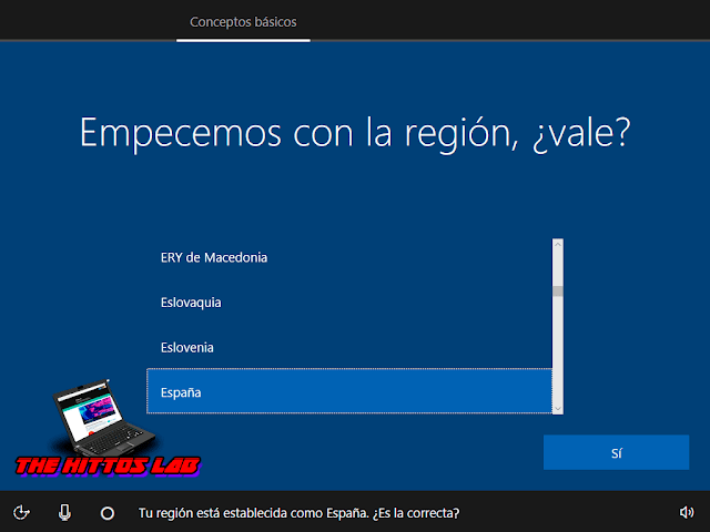 Configuración región Windows 10