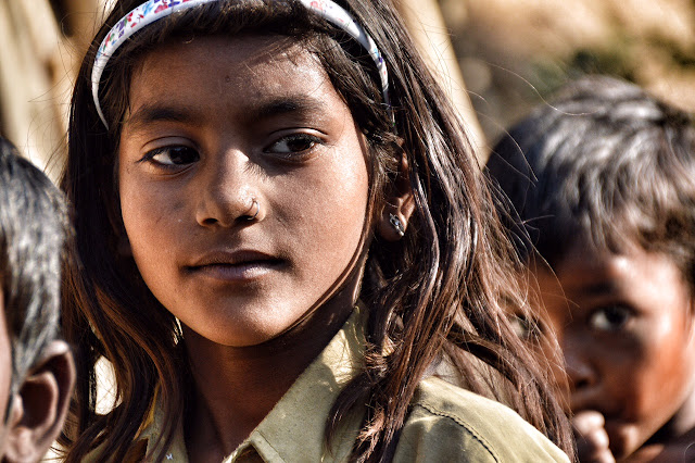 children portrait india uttar pradesh village rural