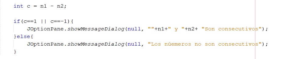 Determinar si dos números son consecutivos en Java