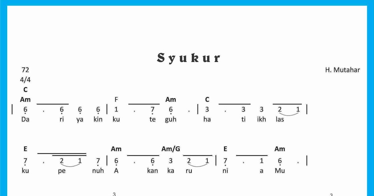 Not Angka Lagu Syukur Sekitar Musik