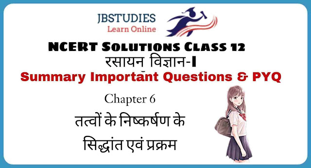 Solutions Class 12 रसायन विज्ञान-I Chapter-6 (तत्त्वों के निष्कर्षण के सिद्धान्त एवं प्रक्रम)