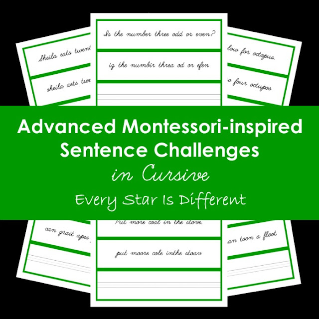 Advanced Montessori-inspired Sentence Challenges in Cursive