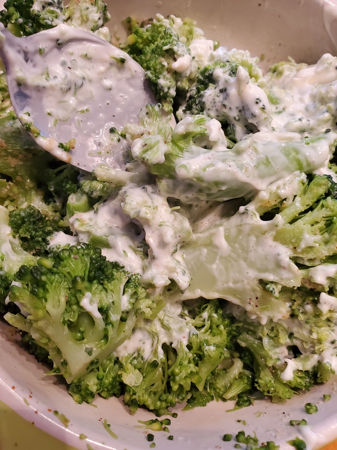 this is broccoli mixed with mayonnaise