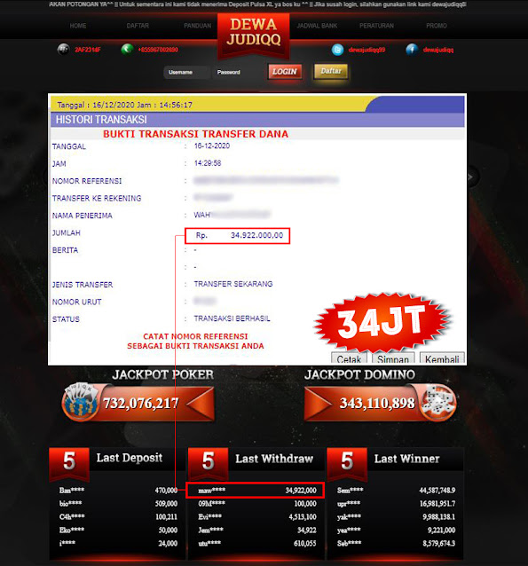 BUKTI TRANSFER DEWAJUDIQQ 34.922.000,- JT