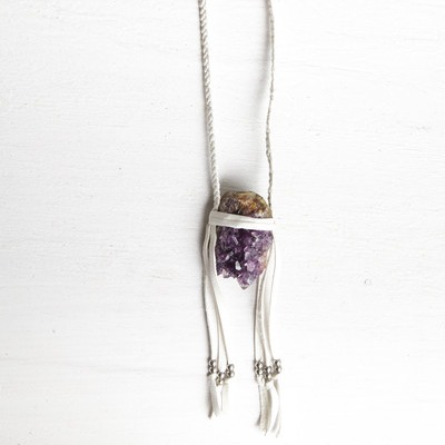 Amethyst Leather Necklace