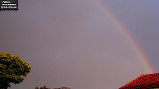 A rainbow is an optical and meteorological  phenomenon that is caused by reflection of light  in water droplets in the Earth's atmosphere,  resulting in a spectrum of light  appearing in the sky. The world through a lens, Photography by Shahzil Rizwan