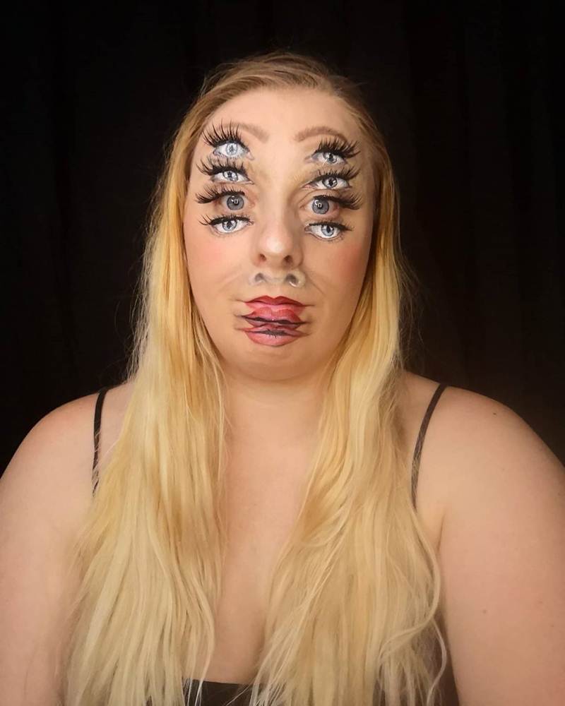 Hannah Grace from the UK takes up to 11 hours to create another incredible optical illusion on her face
