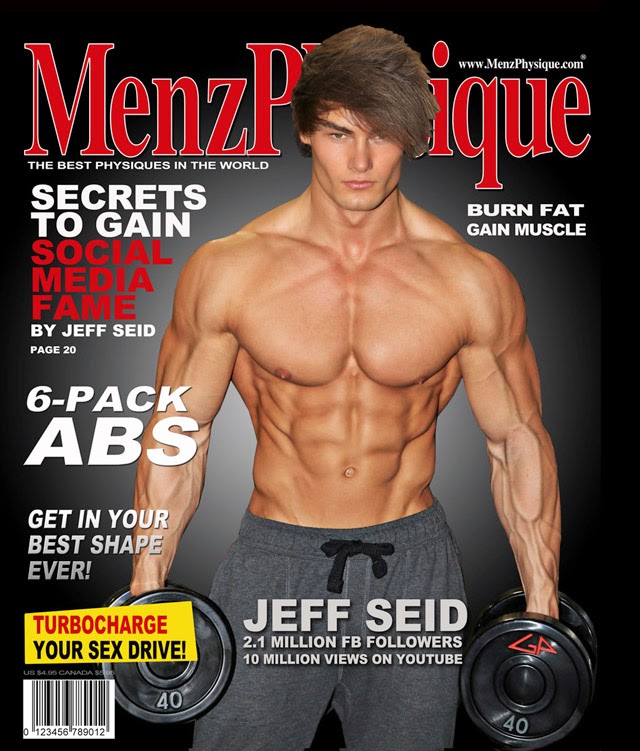 Sem camisa, Jeff Seid exibe o físico sarado na capa da Menz Physique. Foto: Jason Ellis