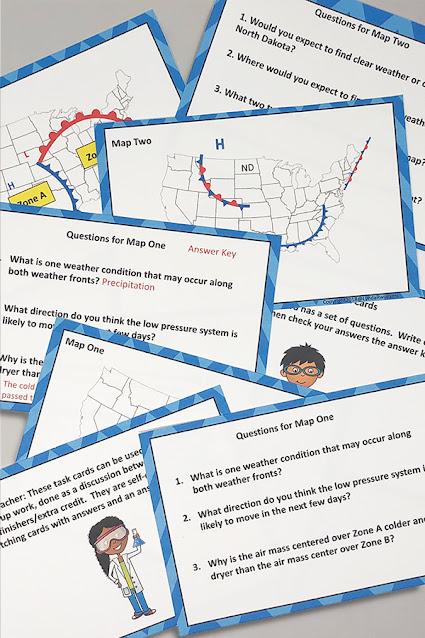 Reading weather maps task cards