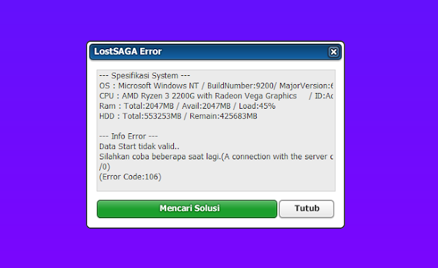 Cara Mengatasi Lost Saga Error