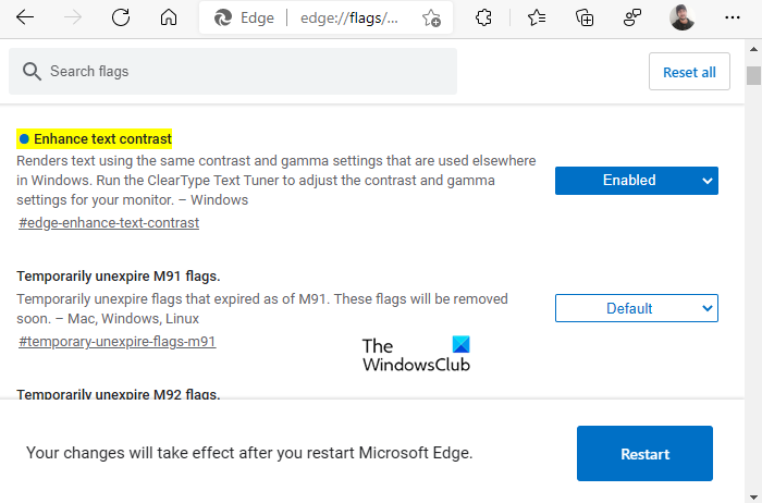 Mejore el contraste del texto para mejorar la representación de fuentes en Microsoft Edge