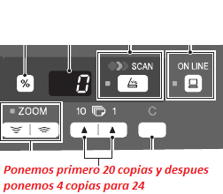 Combinación de códigos necesarios para resetear impresora Sharp.