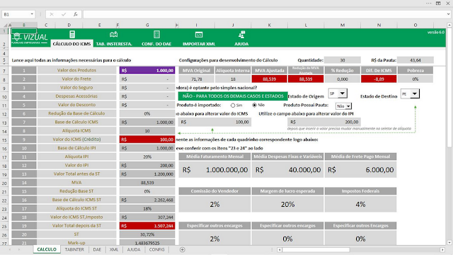 Planilha de Conferência do ICMS-ST Fiscal em Excel