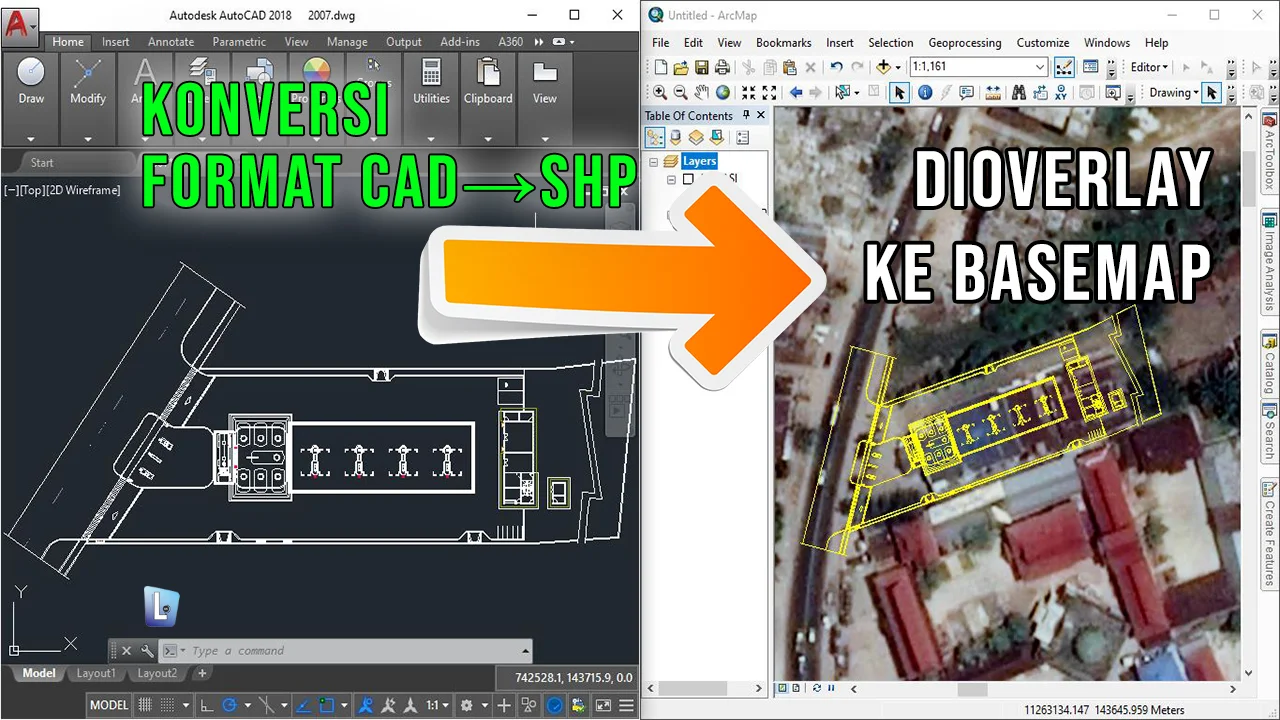 Cara Konversi Format CAD ke SHP dan dioverlay dengan Basemap