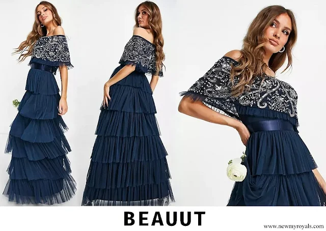 Marie Ducruet wore Beauut Bridesmaid embellished bardot maxi dress
