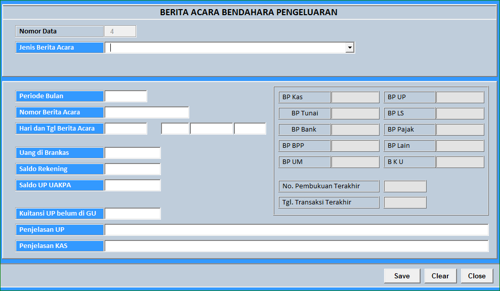 Aplikasi Buku Kas Umum (BKU) versi 2 Excel Maniacs