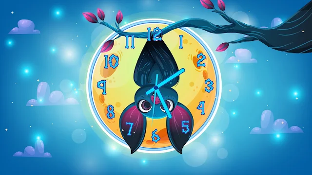 Halloween Little Bat Clock Screen