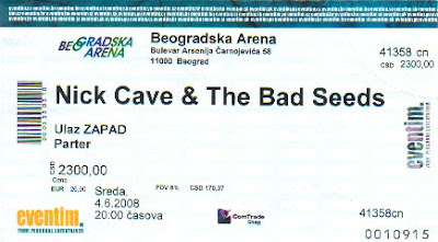 Nick Cave and the  Bad seeds  από την εμφάνιση τους  στην  «Βeogradska Arena»  του Βελιγραδίου :