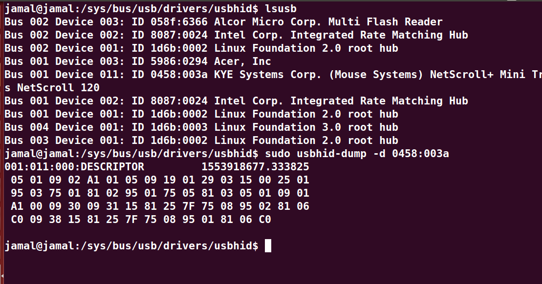Learning USB HID in Linux Part 3 Printing reports using usbhiddump