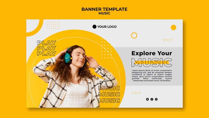 Explore Your Music Banner Web Template