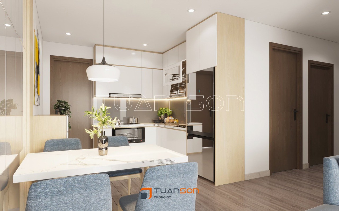 Thiết kế nội thất căn hộ 2PN+1 (55m2) S1.05-12A Vinhomes Smart City Tây Mỗ