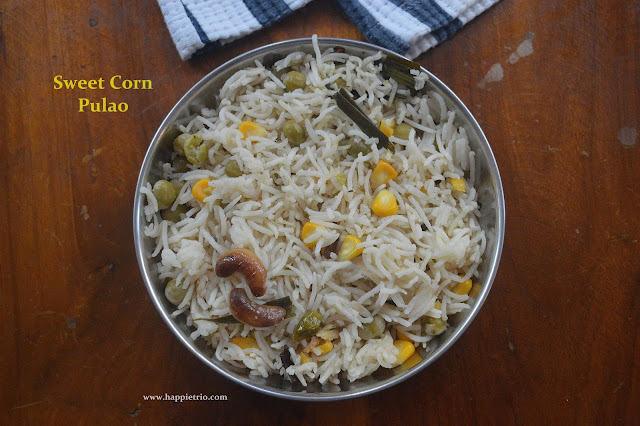 Sweet Corn  Peas Pulao Recipe | Easy Lunch Box recipe