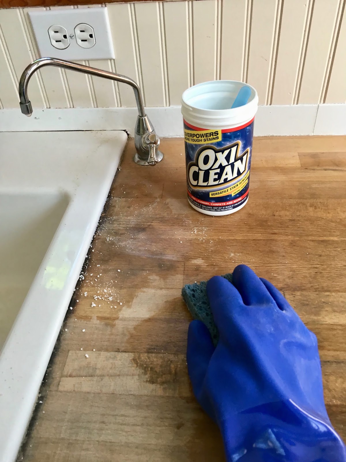 Then I treated the stained areas with an oxygen bleaching agent.