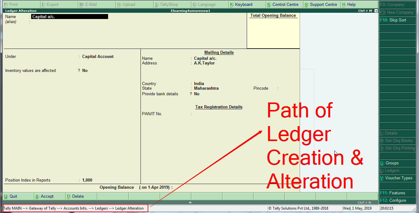 create journal entries in tally