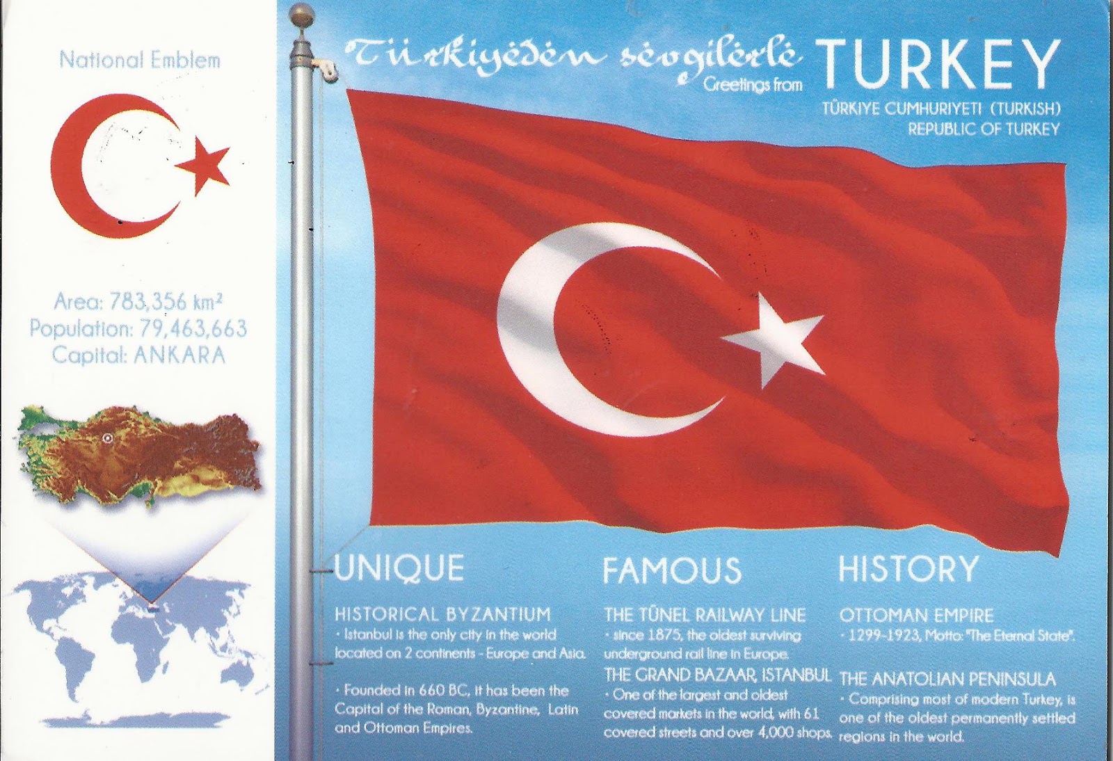 A Journey of Postcards Flags of the World Turkey
