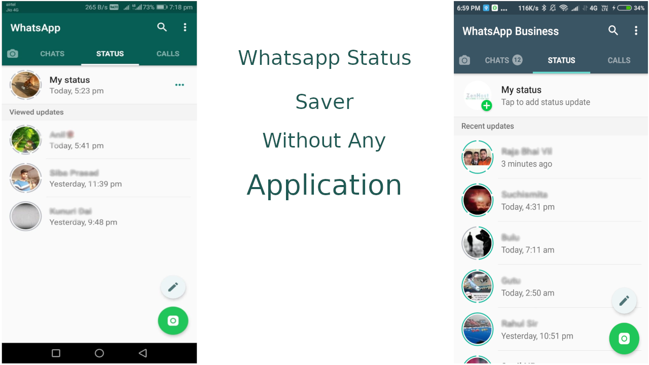 Whatsapp or Whatsapp Business Status Saver Without Any Application