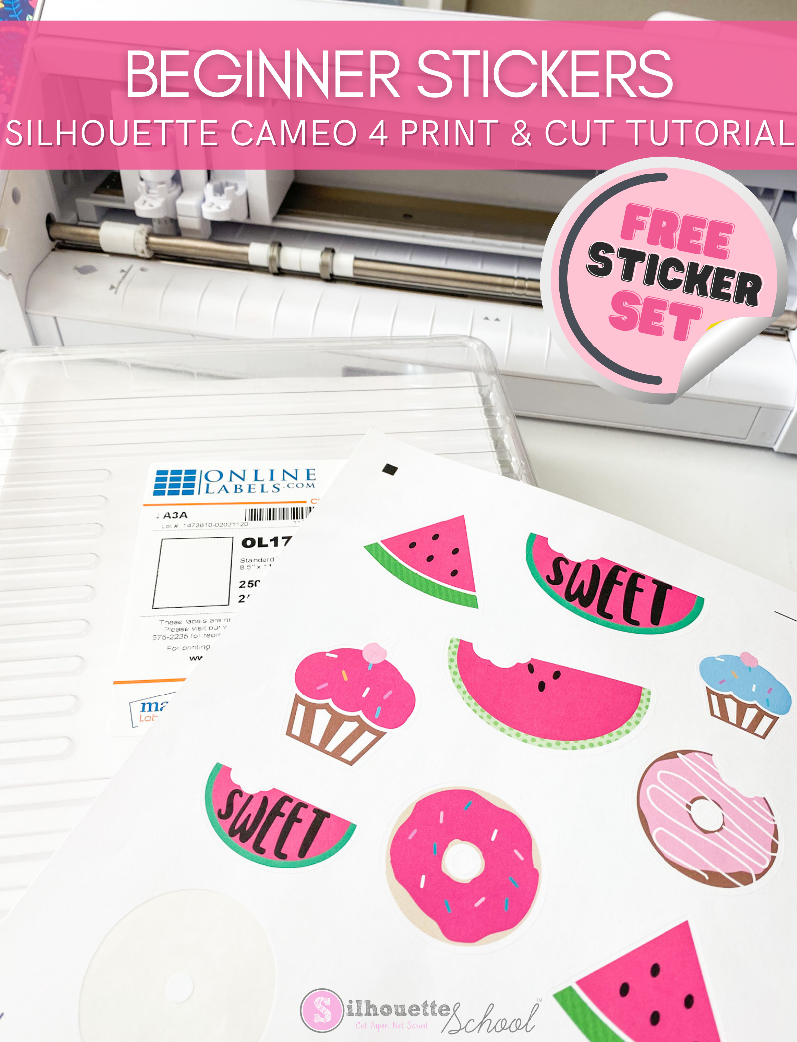 binden maak je geïrriteerd Brood Print and Cut Silhouette CAMEO 4: Beginner Sticker Tutorial (Free Sticker  Designs) - Silhouette School