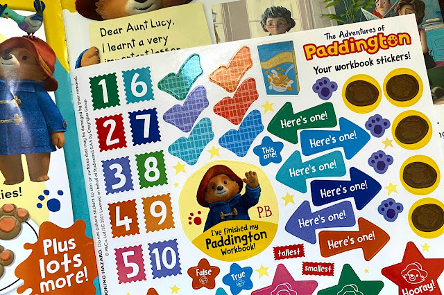 Stickers in the magazine for fun activities close up of some of the stickers in The Adventures of Paddington Magazine