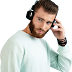 Bearded Man Listening Music With Headphone Transparent Image