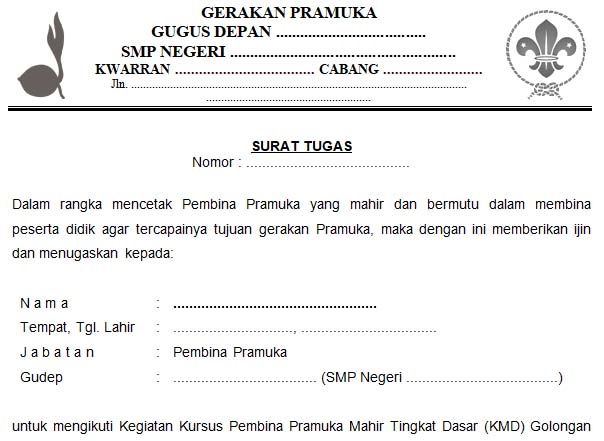 Contoh Format Surat Tugas Mengikuti Kegiatan Kmd Gerakan