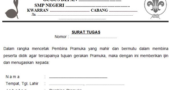 Contoh Surat Tugas Gudep Pramuka Oleh Kamabigus Dadang Jsn