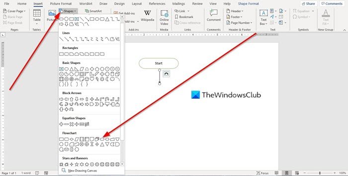 วิธีการสร้างโฟลว์ชาร์ตใน Word