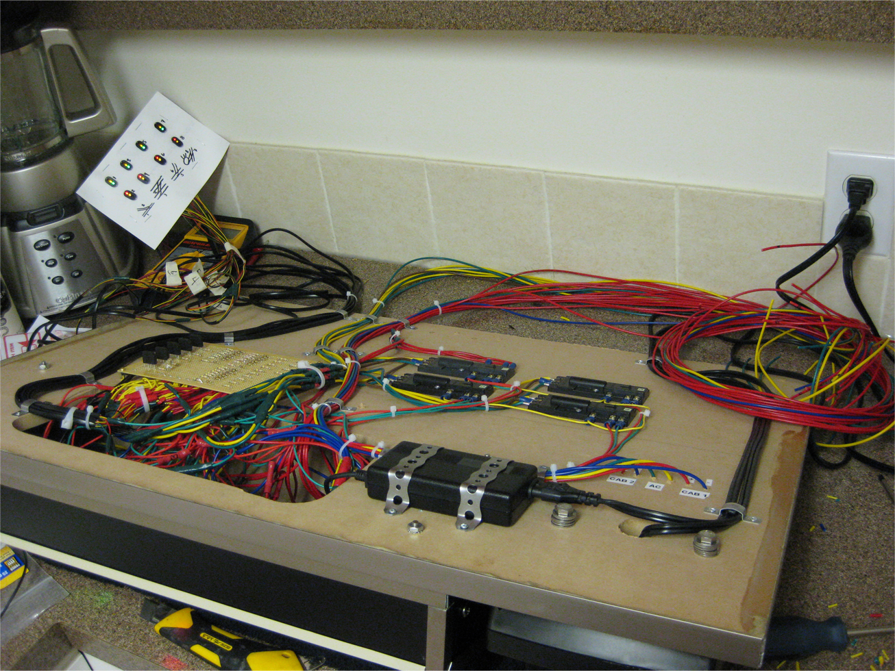 Complete wiring below and inside a model railroad control panel