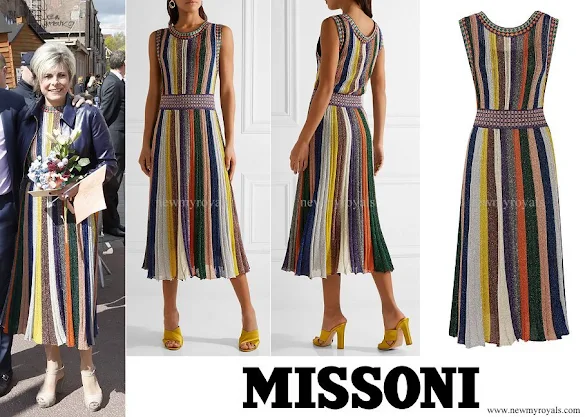 Princess Laurentien wore Missoni Convertible wrap-effect pleated metallic knitted dress