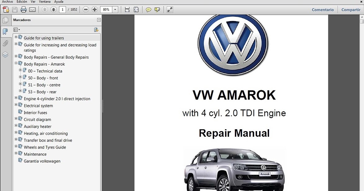 Manuales de Taller de VW: VW AMAROK con motor Diesel 2.0 TDI