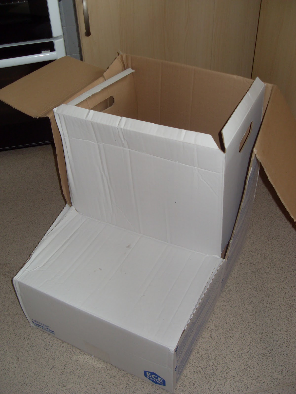 Young(ish) Single Mother Cardboard car seat box now takes the shape of