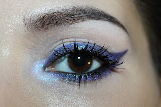 blue purple shimmery winged eyeliner sugarpill