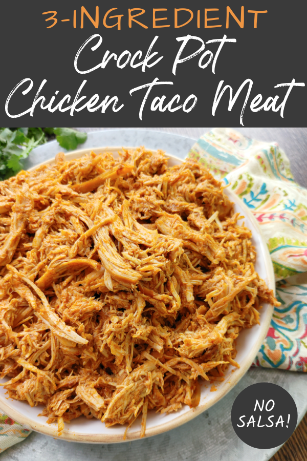 South Your Mouth 3 Ingredient Crock Pot Chicken Tacos 3-ingredient-crock-pot-chicken-taco-meat-on-a-white-plate-with-cilantro