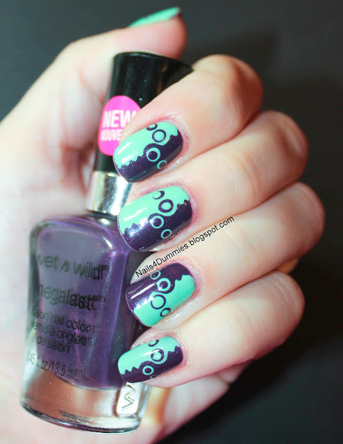 purple and green dots and waves