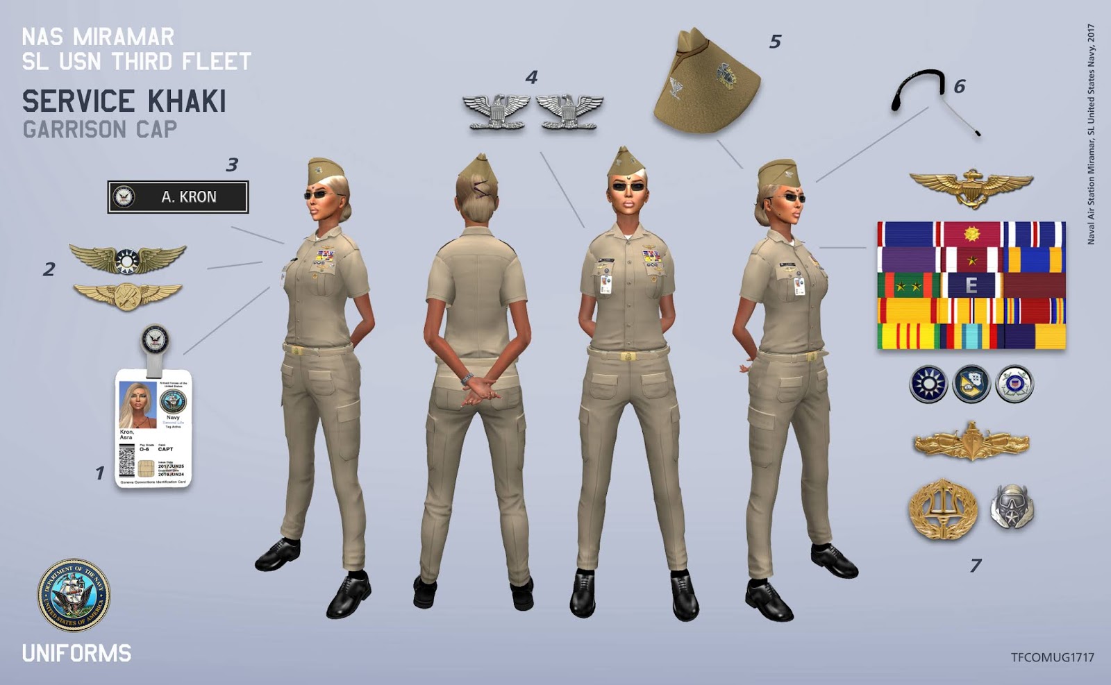 N.A.S. Miramar NFWS / SL SKgc Service Khaki Garrison Cap Women