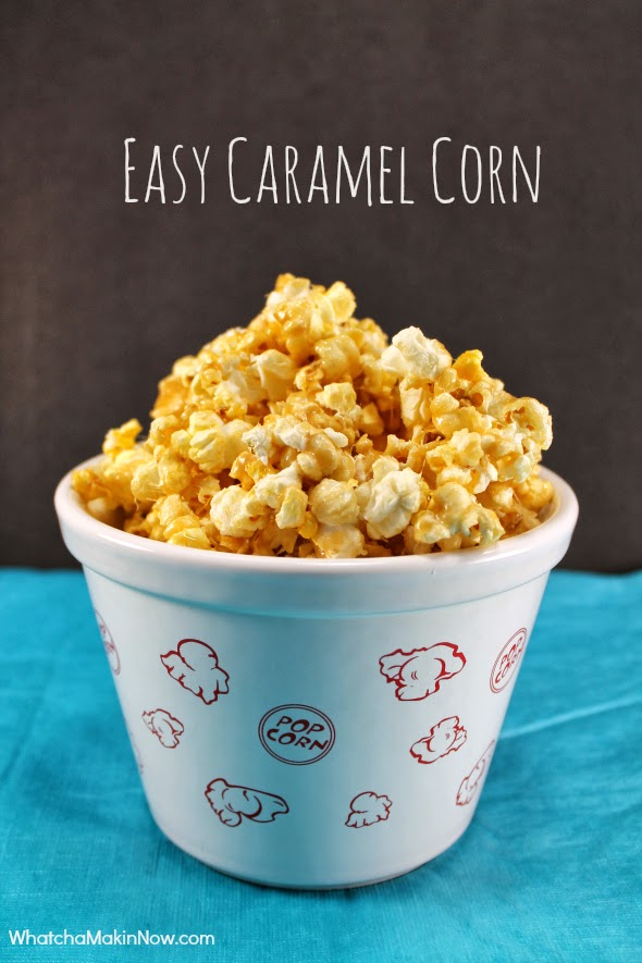 DIY Gift: Easy Caramel Corn Kit -- perfect take home gift after movie night, football party, or even for Halloween treats! So easy and affordable to put together too! 